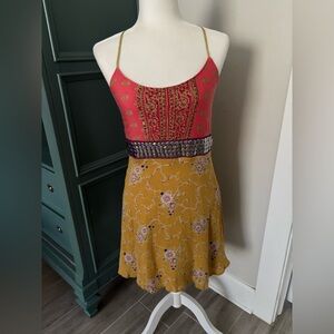 Free People Red/Orange and Yellow Bollywood Princess Dress- RARE